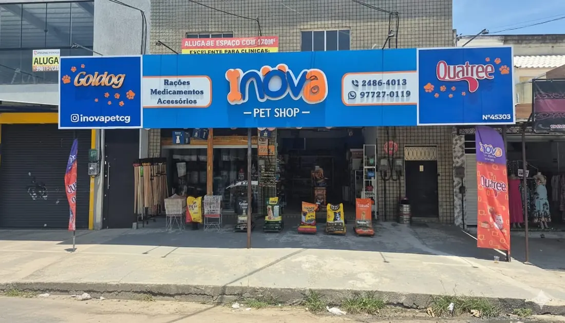 Fachada da Inova Pet vista da calçada